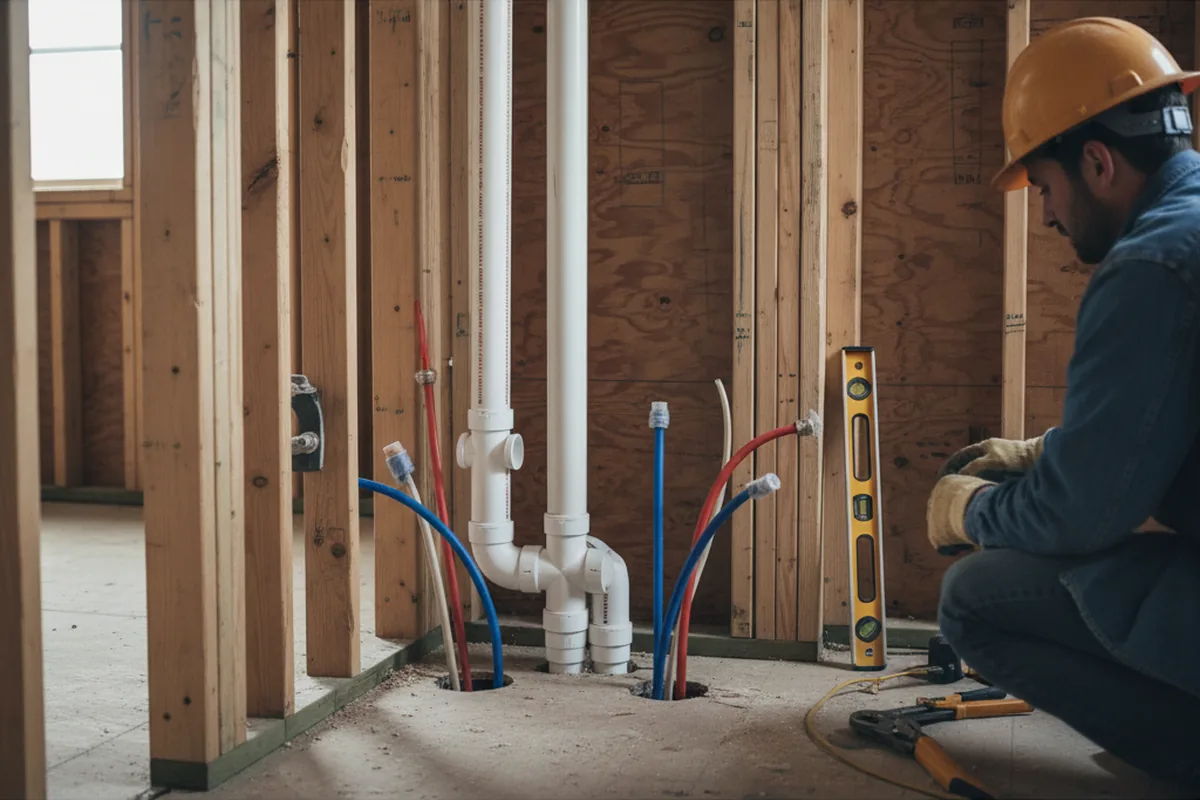 Drain and supply rough-in during Leak Detection in Natalbany