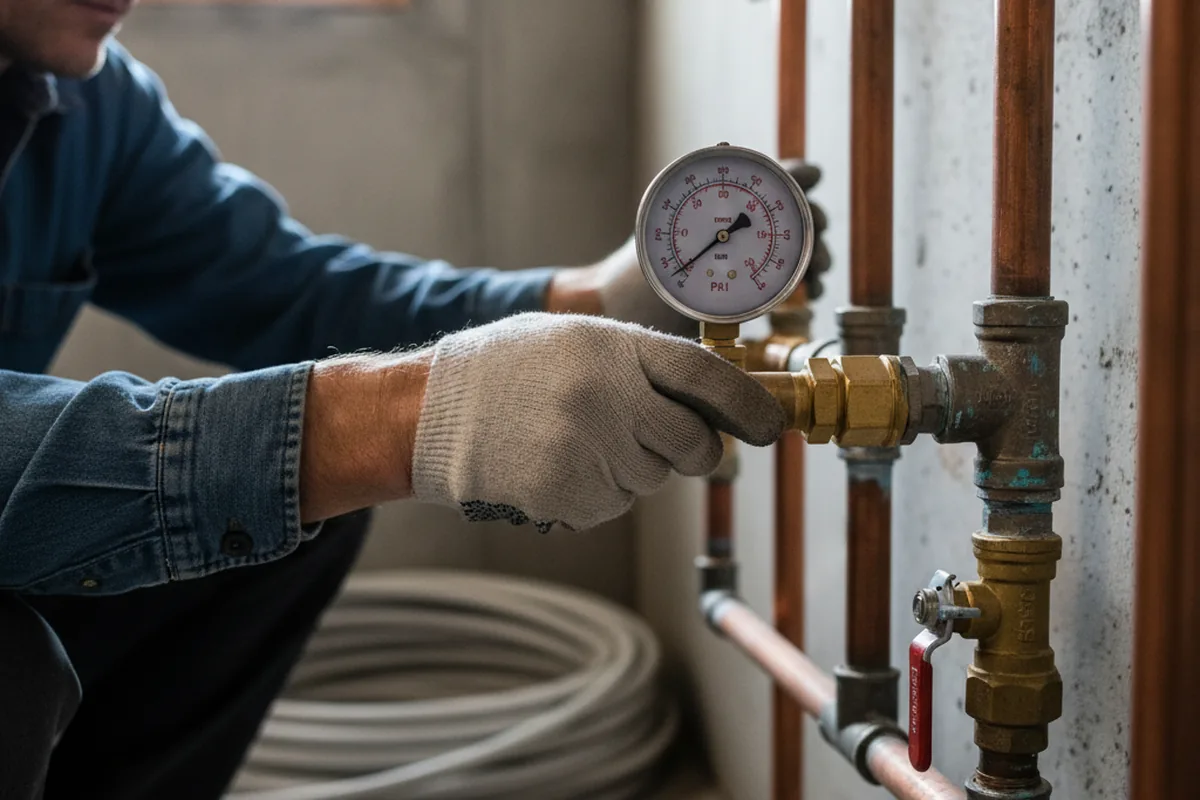 Pressure testing a repaired line during Water Line Repair in Natalbany